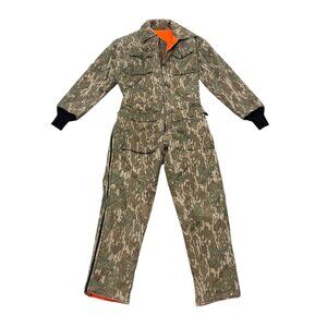 Vintage mens Johnson Garment Reversible Hunting Jumpsuit Camo / Blaze Orange 90s